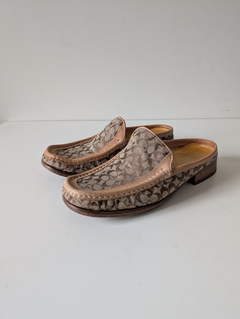 Vintage Coach VANESSA Monogram Slip On Mules/Clogs 7 B